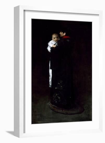 Mother And Child (The First Portrait)-William Merritt Chase-Framed Giclee Print