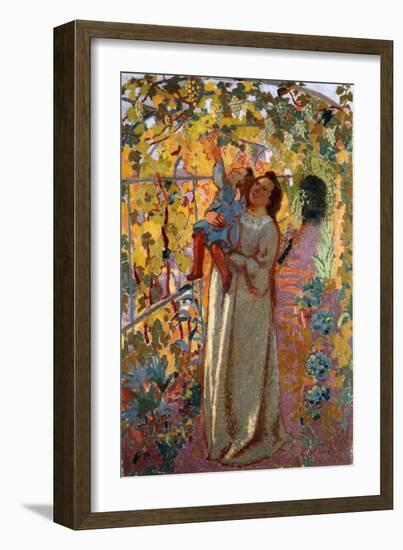 Mother and Child under the Vine, Mere et Enfant sous la Vigne-Maurice Denis-Framed Giclee Print