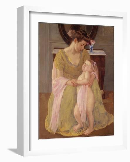 Mother and Child with a Rose Scarf, c.1908-Mary Stevenson Cassatt-Framed Giclee Print