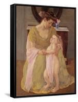 Mother and Child with a Rose Scarf, c.1908-Mary Stevenson Cassatt-Framed Stretched Canvas