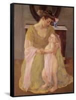 Mother and Child with a Rose Scarf, c.1908-Mary Stevenson Cassatt-Framed Stretched Canvas