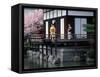 Mother and Daughter at Shobi-Kan Teahouse, Garden at Heian Shrine During Cherry Blossom Festival-Nancy & Steve Ross-Framed Stretched Canvas