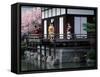 Mother and Daughter at Shobi-Kan Teahouse, Garden at Heian Shrine During Cherry Blossom Festival-Nancy & Steve Ross-Framed Stretched Canvas