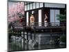 Mother and Daughter at Shobi-Kan Teahouse, Garden at Heian Shrine During Cherry Blossom Festival-Nancy & Steve Ross-Mounted Photographic Print