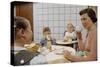 Mother and Daughter Conversing at Dinner Table-William P. Gottlieb-Stretched Canvas