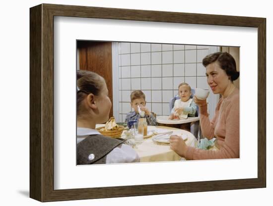 Mother and Daughter Conversing at Dinner Table-William P. Gottlieb-Framed Photographic Print