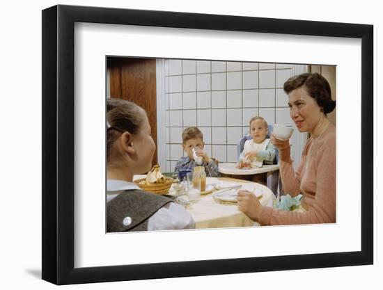 Mother and Daughter Conversing at Dinner Table-William P. Gottlieb-Framed Photographic Print