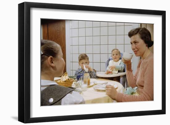 Mother and Daughter Conversing at Dinner Table-William P. Gottlieb-Framed Photographic Print