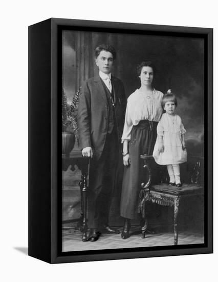 Mother and Father Pose with their Three Year Old Girl, Ca. 1922-null-Framed Stretched Canvas