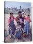 Mother and Four Children Wearing Derby Hats, Playing with Ball of Yarn, Andean Highlands of Bolivia-Bill Ray-Stretched Canvas