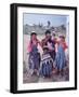 Mother and Four Children Wearing Derby Hats, Playing with Ball of Yarn, Andean Highlands of Bolivia-Bill Ray-Framed Premium Photographic Print