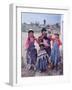 Mother and Four Children Wearing Derby Hats, Playing with Ball of Yarn, Andean Highlands of Bolivia-Bill Ray-Framed Premium Photographic Print