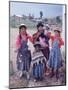 Mother and Four Children Wearing Derby Hats, Playing with Ball of Yarn, Andean Highlands of Bolivia-Bill Ray-Mounted Premium Photographic Print