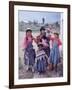 Mother and Four Children Wearing Derby Hats, Playing with Ball of Yarn, Andean Highlands of Bolivia-Bill Ray-Framed Photographic Print