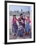 Mother and Four Children Wearing Derby Hats, Playing with Ball of Yarn, Andean Highlands of Bolivia-Bill Ray-Framed Photographic Print