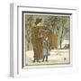Mother and Her Child Walking Through the Wintry Snow Pause to Look at a Robin-Walter Crane-Framed Art Print