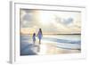 Mother and Her Little Daughter Walking along a Beach on Sunset-BlueOrange Studio-Framed Photographic Print