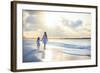 Mother and Her Little Daughter Walking along a Beach on Sunset-BlueOrange Studio-Framed Photographic Print