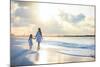 Mother and Her Little Daughter Walking along a Beach on Sunset-BlueOrange Studio-Mounted Photographic Print