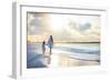 Mother and Her Little Daughter Walking along a Beach on Sunset-BlueOrange Studio-Framed Photographic Print