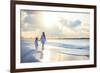 Mother and Her Little Daughter Walking along a Beach on Sunset-BlueOrange Studio-Framed Photographic Print