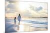 Mother and Her Little Daughter Walking along a Beach on Sunset-BlueOrange Studio-Mounted Photographic Print