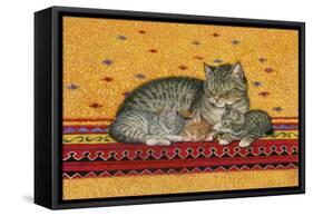 Mother and Kittens-Janet Pidoux-Framed Stretched Canvas