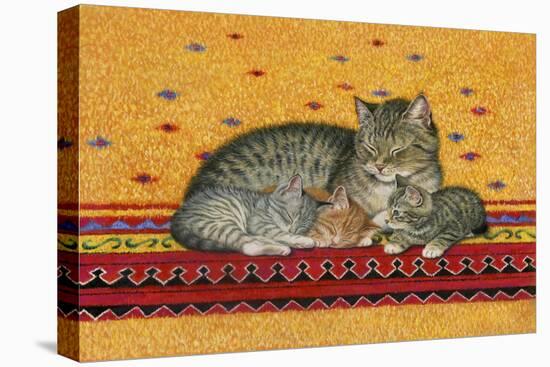 Mother and Kittens-Janet Pidoux-Stretched Canvas