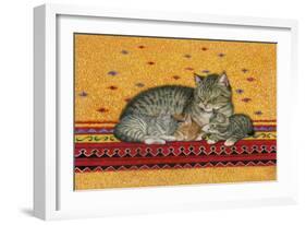 Mother and Kittens-Janet Pidoux-Framed Giclee Print
