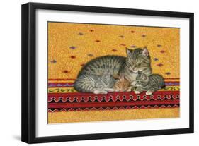 Mother and Kittens-Janet Pidoux-Framed Premium Giclee Print