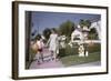 Mother and Son Walking by Christmas Decorations on Yards-William P. Gottlieb-Framed Photographic Print