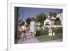 Mother and Son Walking by Christmas Decorations on Yards-William P. Gottlieb-Framed Photographic Print