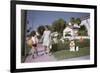 Mother and Son Walking by Christmas Decorations on Yards-William P. Gottlieb-Framed Photographic Print