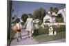 Mother and Son Walking by Christmas Decorations on Yards-William P. Gottlieb-Mounted Photographic Print