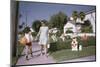 Mother and Son Walking by Christmas Decorations on Yards-William P. Gottlieb-Mounted Photographic Print