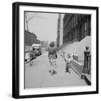 Mother and Son Walking Down Brooklyn Street Together, NY, 1949-Ralph Morse-Framed Photographic Print