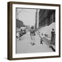 Mother and Son Walking Down Brooklyn Street Together, NY, 1949-Ralph Morse-Framed Photographic Print