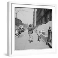 Mother and Son Walking Down Brooklyn Street Together, NY, 1949-Ralph Morse-Framed Photographic Print