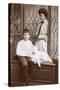 Mother and Son with an American Eskimo-null-Stretched Canvas