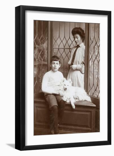 Mother and Son with an American Eskimo-null-Framed Photographic Print