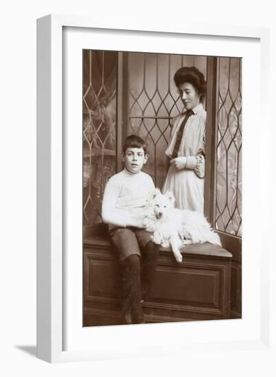 Mother and Son with an American Eskimo-null-Framed Photographic Print