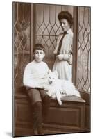 Mother and Son with an American Eskimo-null-Mounted Photographic Print