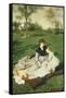 Mother and Two Children in a Field-Merse Pal Szinyei-Framed Stretched Canvas