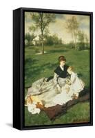 Mother and Two Children in a Field-Merse Pal Szinyei-Framed Stretched Canvas
