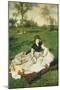 Mother and Two Children in a Field-Merse Pal Szinyei-Mounted Giclee Print