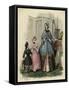 Mother and Two Children in the Latest French Fashions-Jules David-Framed Stretched Canvas