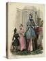 Mother and Two Children in the Latest French Fashions-Jules David-Stretched Canvas