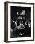 Mother and Two Children Sitting on Floor of Living Room Watching a Western on TV-Alfred Eisenstaedt-Framed Photographic Print