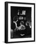 Mother and Two Children Sitting on Floor of Living Room Watching a Western on TV-Alfred Eisenstaedt-Framed Photographic Print