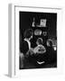 Mother and Two Children Sitting on Floor of Living Room Watching a Western on TV-Alfred Eisenstaedt-Framed Photographic Print